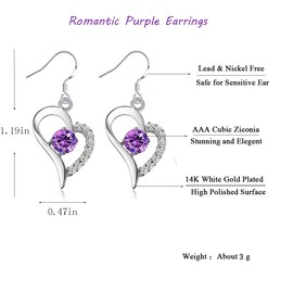 zhenxiang 6 Pairs Dangle Earrings Inlay AAA Cubic Zirconia Fashion Dangly Earrings Set