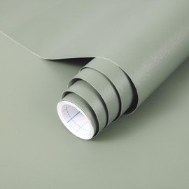 practicalWs Sage Green Wallpaper Stick and Peel Green Contact Paper 17.7'' x 118.1'' Removable Wallpaper Self-Adhesive Vinyl Solid Wall Paper for Bedroom Kitchen Cabinets