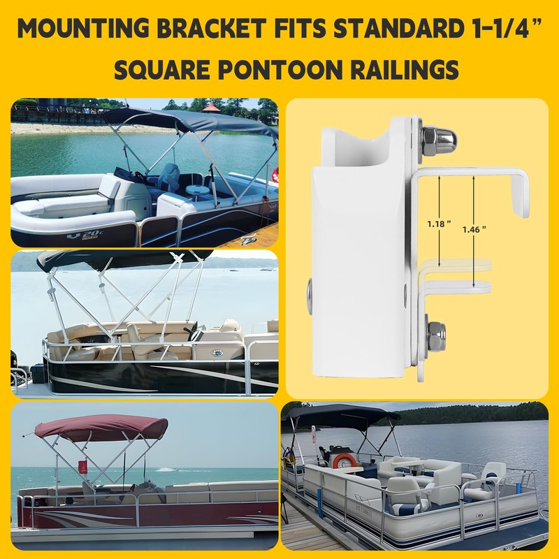 TENGBASE 4PCS Pontoon Boat Fender Hanger, Aluminum Construction, 1-1/4 inch
