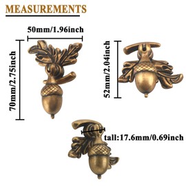 LLDYNW 4 pcs Acorn Knobs Antique Drop Pendant Pull Handles with Leaf Pedestal Cabinet Knobs Dresser Handles Vintage Drawer Knobs for Cabinet Drawer Closet Dresser Jewelry Box (Brown)