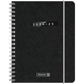 BRUNNEN School Diary (2024/2025) "Monochrome", 2 Pages = 1 Week, A6, 208 Pages, Black