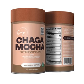 OMG Superfoods Organic Chaga Mocha – Cacao and Chaga Mushroom Drink Mix with Ashwagandha, Coconut Milk, Cinnamon, and Monk Fruit. Vegan-Friendly. Transparent Superfood Blend.