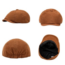 HIQIU Kord Men's Newsboy Cap Beret Hat 8-Panel Men's Flat Cap Painter Hat Flat Cap Beret Cap for Spring Autumn, navy