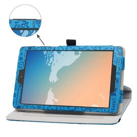 Bige for Alcatel Joy Tab 2 Case, 360 Degree Rotary Stand with Cute Pattern Cover for 8" Tablet, Blue