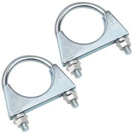 Yeepeo Pack of 2 Bow Clamps, 52 mm Exhaust Clamps, Galvanised Steel Pipe Clamps, Round Pipe Bracket Clamp with Nut Plate, U-Bolts for Pipe Connections