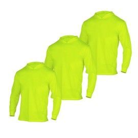 VENDACE High Visibility Safety Long Sleeve Shirts for Men 3 Pack Hi Vis Construction Work Shirts with Hood(Yellow,XL)