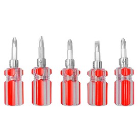 Eyech 5 Pcs Stubby Magnetic Screwdriver Phillips Head and Flat Head, 2-in-1 Cross-Head Flathead Interchangeable Bit Tool for Dismantle and Repair