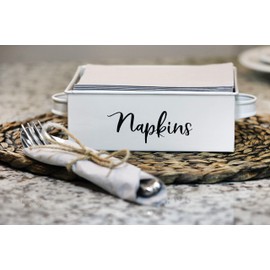 Home Acres Farmhouse Napkin Holders for Tables & Kitchen - Rustic Country Style Dispenser for Dinner Napkins - White
