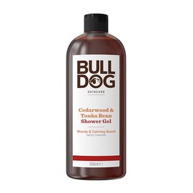 BULLDOG SKINCARE Cedarwood & Tonka Bean Shower Gel for Men, 500ml | Naturally scented shower gel, gently cleansing formula, with naturally derived cleanser, for dry and normal skin, vegan