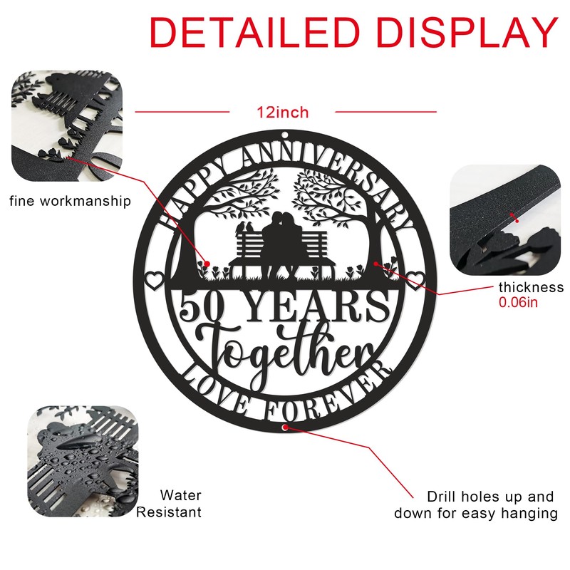 12'' 50th Anniversary Wedding Gifts for Couple, Parents, Friends,Happy 50th
