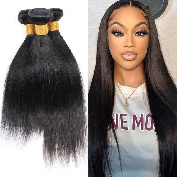 10A Straight Brazilian Bundles Human Hair 3 Bundles Real Hair Weft Extensions 300 g Unprocessed Hair Remy Hair Extensions 10 12 14 Inches