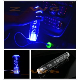 zw-blue bubble 11.8" Inch Universal Crystal Bubble Blue LED Light Manual Shift knob Shifter