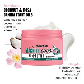 Soap & Glory Magnifi-Coco Body Butter - Coconut Body Moisturizer with Vitamin A, Shea Butter & Rose Canina Fruit Oils - Rich Moisturizing Cream for Dehydrated Skin (300ml)