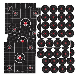 Birchwood Casey Non-Adhesive Dirty Bird White Splattering 12" Practice Shooting Sight-in & Bull's-Eye Target Combo for Indoor and Outdoor Use