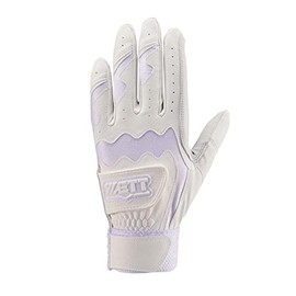 ZETT BG681HSA Batting Gloves, Palm/Natural Leather, Ambidextrous, High School Baseball Rules, White (1100), Small