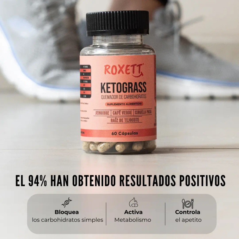 Ketograss Quemador Carbohidratos Natural Capsulas Bajar Inhibidor Apetito Regula Control