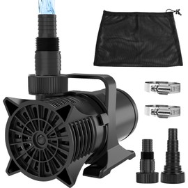 AquaMiracle 2700GPH Submersible Water Pump UL Certified Pond Pump with 20FT Cord, Adapters & Filter Bag, 120W Water Fountain Pump for Pond, Fountain, Waterfall, Fish Tank, Hydroponics