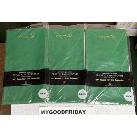Exquisite 3Pack Premium Quality Disposable Plastic Party TableCover 84"Round Emerald Green