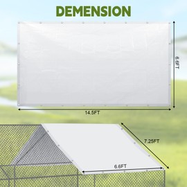 VitalCozy 1 Set Chicken Coop Cover 14.5 x 6.6 ft Metal Chicken Cooper Cover Waterproof with 25 Pcs Ball Bungees Cords Sun Resistance for Outdoor