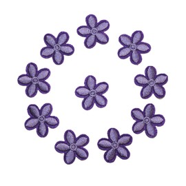 10Pcs Plum Blossom Embroidery Sew On Iron On Patch Badge Jacket Jeans Clothes Fabric Applique DIY (#2-Light purple)