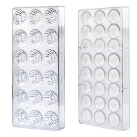 2 Pieces Polycarbonate Chocolate Molds, Plastic Chocolate Molds, Polycarbonate Truffle Mould, Daisy and Hemisphere Shapes, Homemade Diy Tools, Easy to Demould, for Candies, Jellies, Pralines