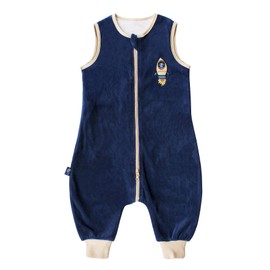 ililmmoe Baby Unisex Sleeping Bag with Feet Pyjamas Infant Walking Cotton Sleeping Bag Portable Blankets Lining Made of Cotton Clip 1.5 Tog, Navy Rocket, L, 100 cm