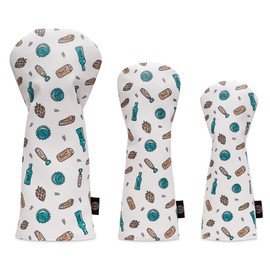 Fairway Finds Golf Club Hoppy Head Cover, Beer Patterned White Stylized Design (Driver)