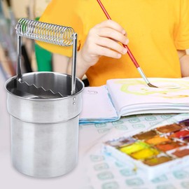 Artist Brush Washer Bucket Double Layer Filtration Basin Portable Stainless Steel Brush Cleaner Office School Supplies for Sketching Painting