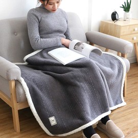 XGWML Office Cover Leg Blanket Thick Warm Lazy Blanket Shawl Lunch Break Cloak Napping Small Blanket (grey)