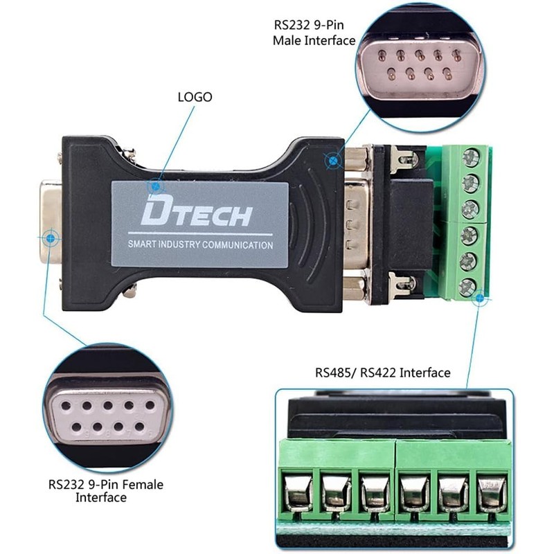DTECH RS232 to RS485 RS422 Serial Communication Data Converter Adapter