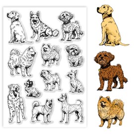 PH PandaHall Dog Clear Stamps Puppy Illustrated Clear Stamps Animal Rubber Stamps Transparent Silicone Stamps Pet Seal Stamps for Card Making Decoration DIY Scrapbooking Photo Album Diary Crafts