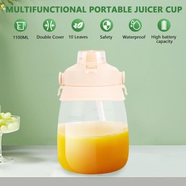 Portable Blender 37.2oz, USB Rechargeable Smoothie Blender with Type-C, BPA Free Personal Stirrer for Shakes, Juicer Cup for Travel, Gym & Office, 1100ML Large Capacity