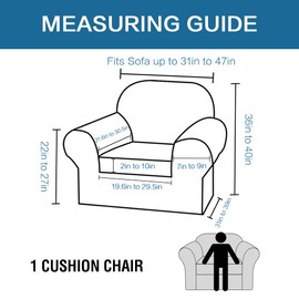 H.VERSAILTEX 2 Piece Couch Cover Stretch Stylish Chair Cover Furniture Cover/Protector Featuring Jacquard Textured Twill Fabric, High Spandex Slipcover Machine Washable(Chair, Natural)