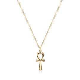 VACRONA Cross Pendant Necklace for Women, 14K Gold Plated Dainty Crucifix Ankh Pendant Necklace for Jewelry Gift