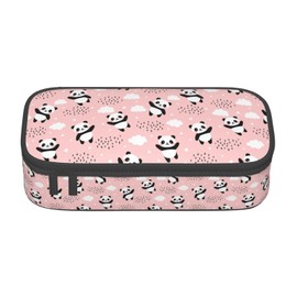Perinsto Cute Pandas Pencil Case Big Capacity Multi Compartment Stationery Box Pencil Pouch Holder Desk Organizer For School Office Home