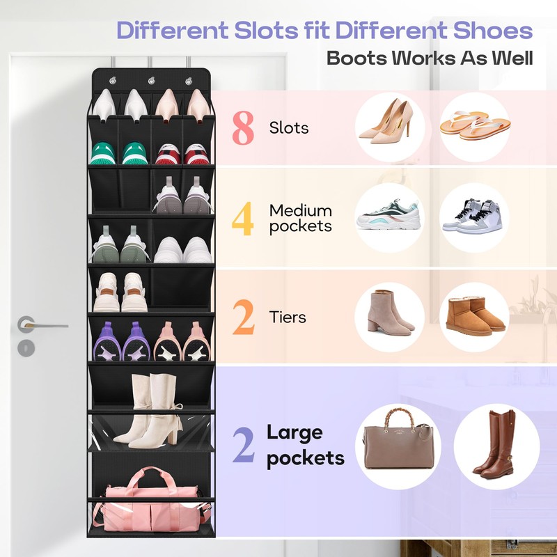 MISSLO Clear Over the Door Shoe Organizer Large Deep Pockets