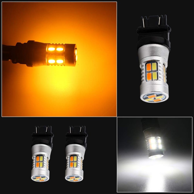 Grandview 3157 Amber/White Switchback Turn Signal LED Light Bulbs 12V