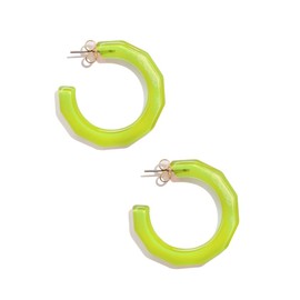 ZENZII Colorful Resin Acrylic Textured Flat Hoop Earring for Women Girls, Resin, No Gemstone