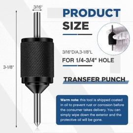 Blosssound Universal Transfer Punch Center Aligner Punch Metal Hardened Pin Machine Tools Range 3/16" to 5/8" for Workshop DIY Garage Hand Tool