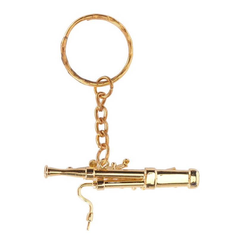 Mini Bassoon Shape Key Chain Adorable Brass Key Ring Pendant