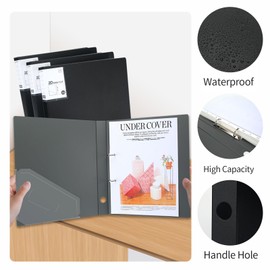 URbantin 2 Ring Binders 0.8 Inch D Ring,4 Pack D Ring Binder A4,2 Ring（Black）