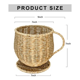 Coeusy Coffee Pod Holder,Wicker K Cup Holders for Counter,Large Capacity Coffee Basket Decor for Kitchen Countertop,Hand Woven Coffee Bar Accessories,Nature Color