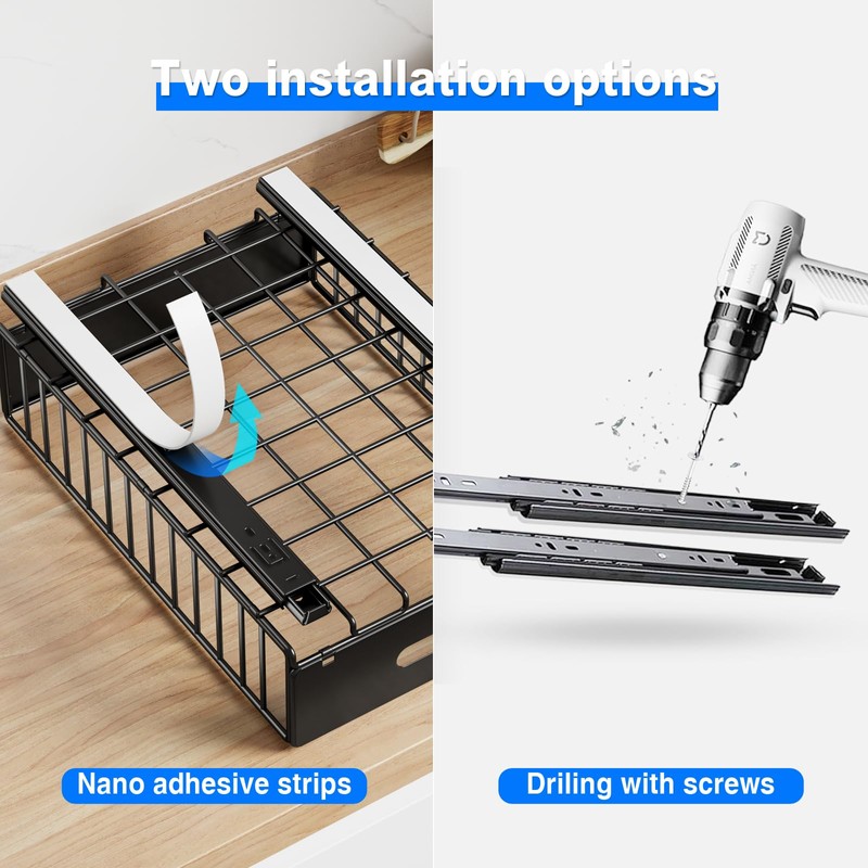 Mustorn 2 Pack Pull Out Cabinet Organizer, Slide Out Drawers