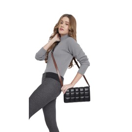 Gusto Vegan Leather Crossbody Tote Purse Sling for Women, Adjustable Strap Side Bag, Trendy Quilted Cross Body Leather Purse, Black