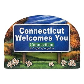 Connecticut State Welcome Sign Wood Fridge Magnet