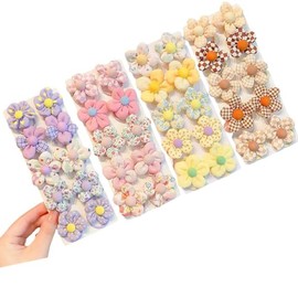 Naisfei Girl Hair Ties, 40 Pcs Baby Girl Hair Ties,Flower Hair Ties Cute Hair Ties Hair Rubber Bands No Damage Flower Scrunchie Toddler Hair Ties