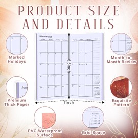 ReliThick 2025 Pocket Calendar for Purse Small Monthly Planner for Women Handy Weekly Pocket Planner Journal Writing Notebook Christmas New Year Gift Sister Friends Women(Boho)
