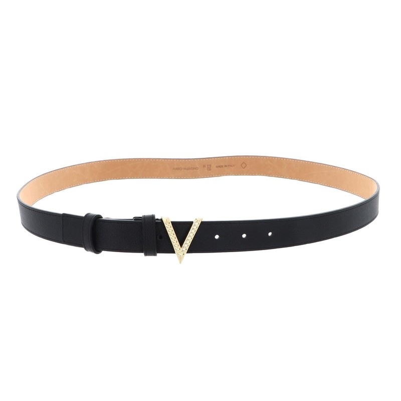 Valentino Hampton Plaque Buckle Belt W95 Nero/Oro - Can be