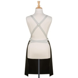 Midnight Apron, Professional Chef Apron, Black Cotton with Cross-Back Straps, 3 Pockets, Cooking and Grilling