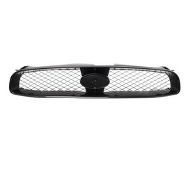 IKON MOTORSPORTS Front Upper Grille, Compatible with 2004-2005 Subaru Impreza, STI Style Gloss Black ABS Plastic Replacement Front Bumper Hood Grill 1PC